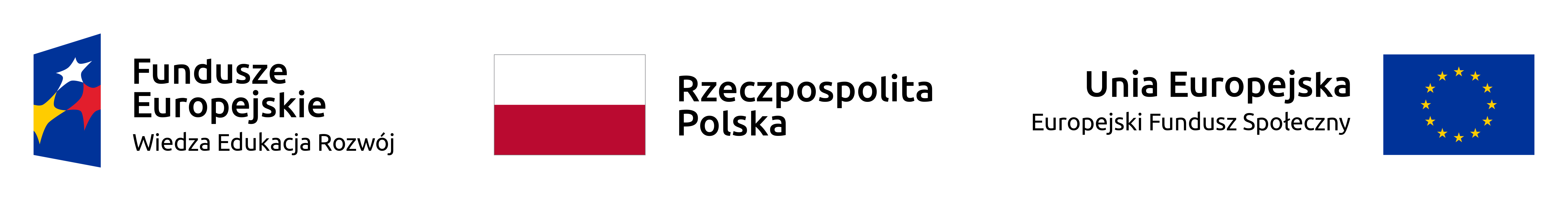 Logo Europejskiego Funduszu Społecznego, Funduszu Europejskiego oraz flaga Polski