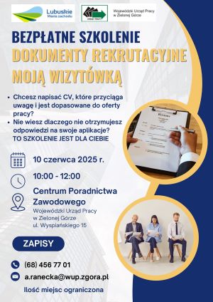 Zdjęcie artykułu Bezpłatne szkolenie pt. „Dokumenty rekrutacyjne moją wizytówką”