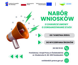 Obrazek dla: Nabór wniosków o zawarcie umowy o zorganizowanie stażu EFS+