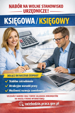Obrazek dla: NABÓR  NA WOLNE STANOWISKO URZĘDNICZE KSIĘGOWA/KSIĘGOWY